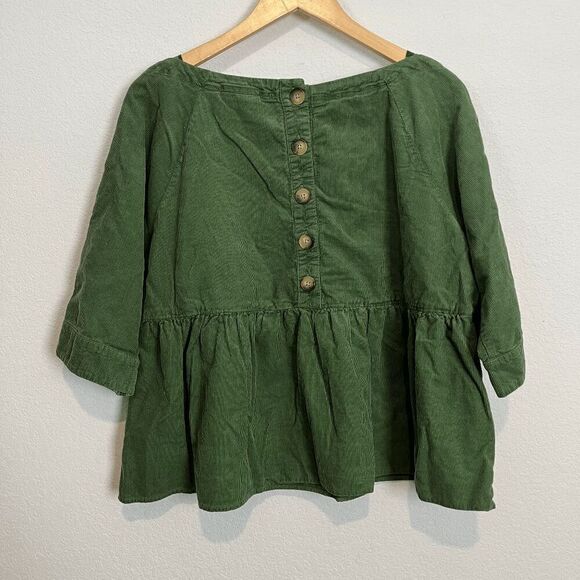 Anthropologie Maeve Green Maria babydoll Button-Back Blouse Women's Size Small - Picture 4 of 5